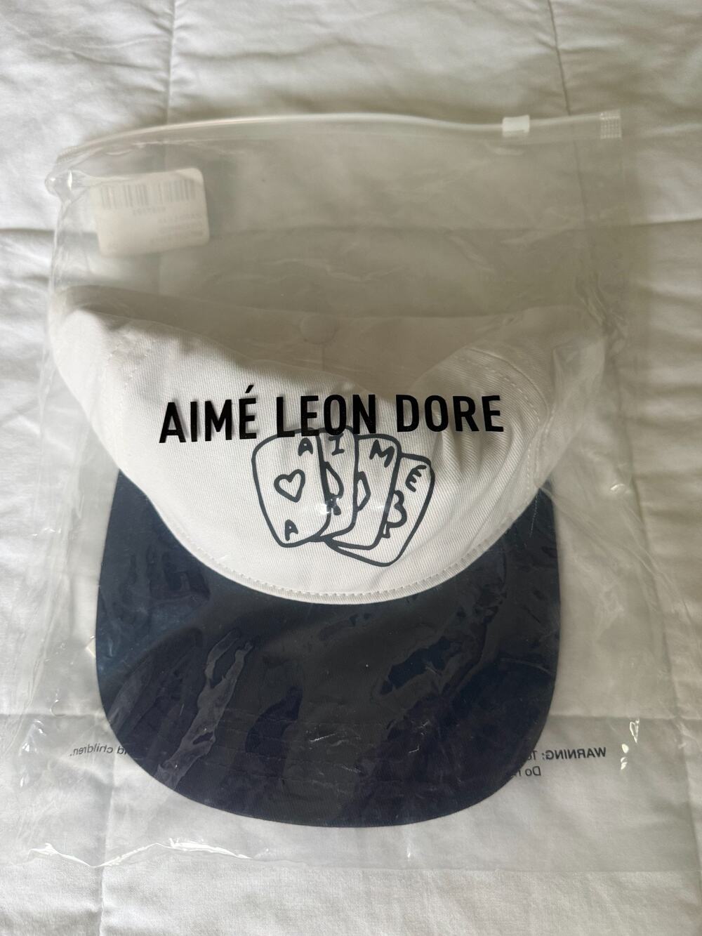Aimé Leon Dore ALD Cards Cap FW23 Bright White Black Hat NWT